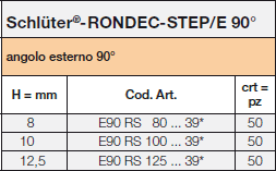 Schlüter-RONDEC-STEP/E 90°