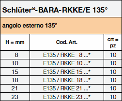 Schlüter®-BARA-RKKE/E 135°